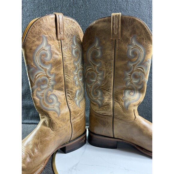 Old West Men\'s Size 13 D Broad Square Toe Western Work Boots Burnt Dark Brown main image 6
